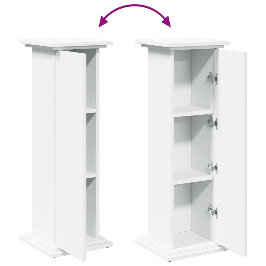 Pidestall Med Oppbevaring Hvit 31X30X90 Cm Konstruert Tre
