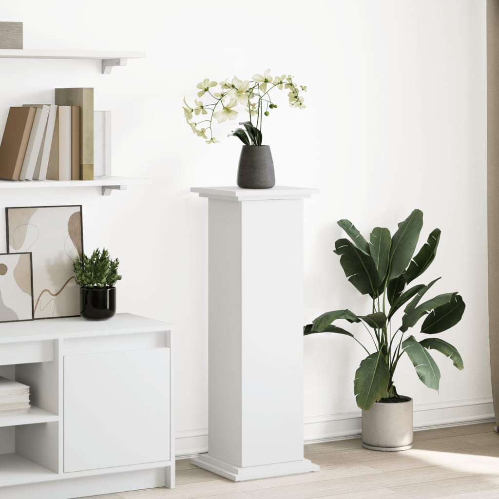Pidestall Med Oppbevaring Hvit 31X30X90 Cm Konstruert Tre