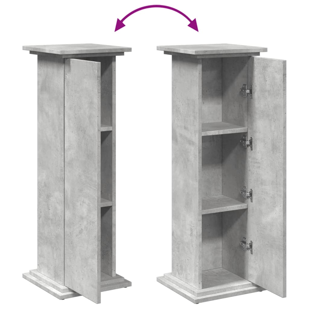 Pidestall Med Oppbevaring Betonggrå 31X30X90 Cm Konstruert Tre