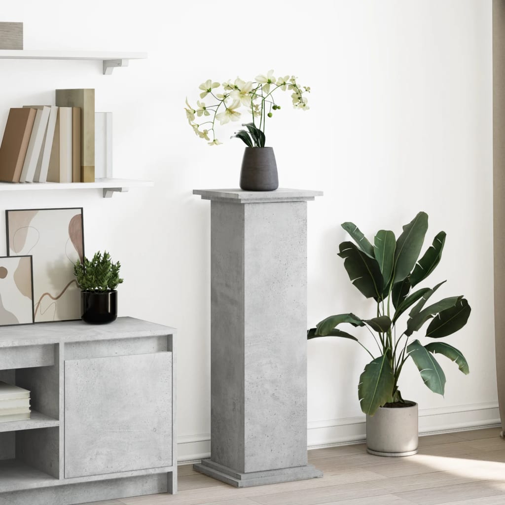 Pidestall Med Oppbevaring Betonggrå 31X30X90 Cm Konstruert Tre