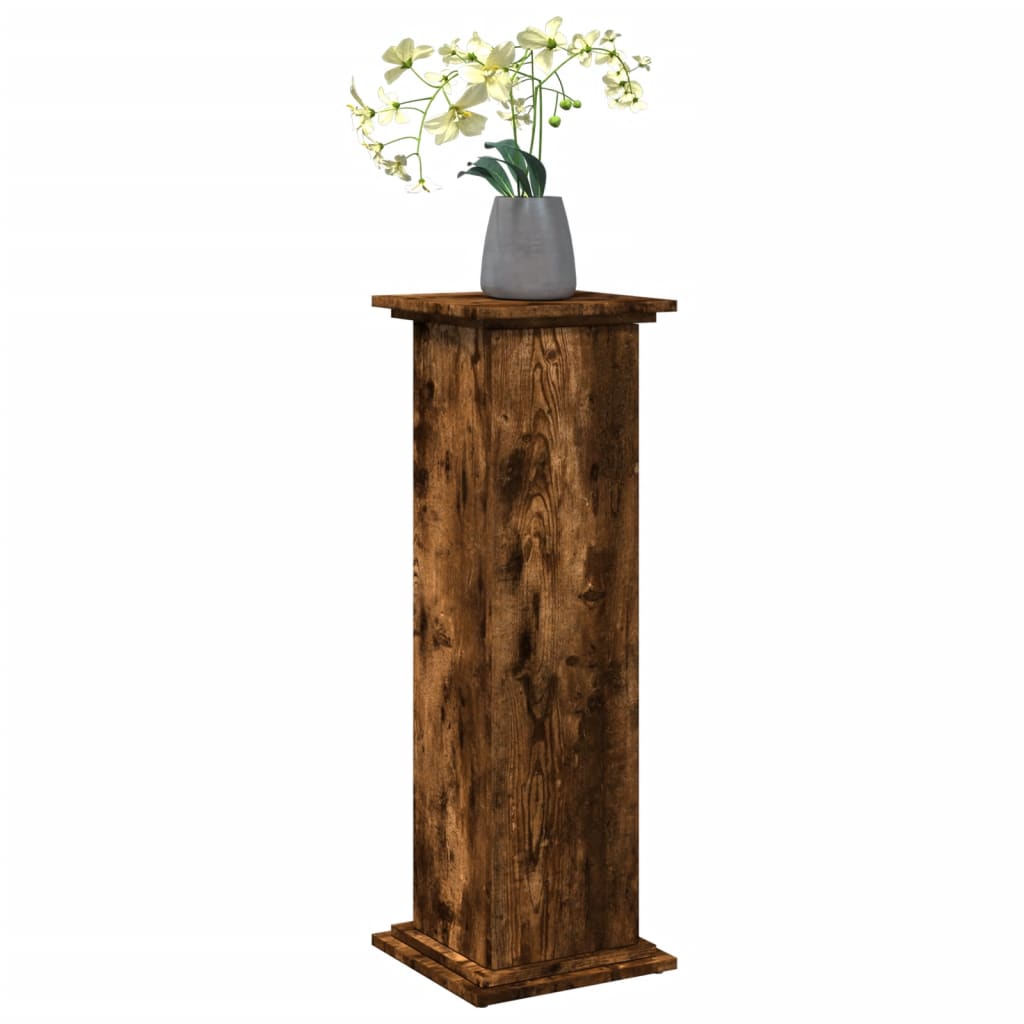 Pidestall Med Oppbevaring Røkt Eik 31X30X90 Cm Konstruert Tre