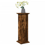 Pidestall Med Oppbevaring Røkt Eik 31X30X90 Cm Konstruert Tre