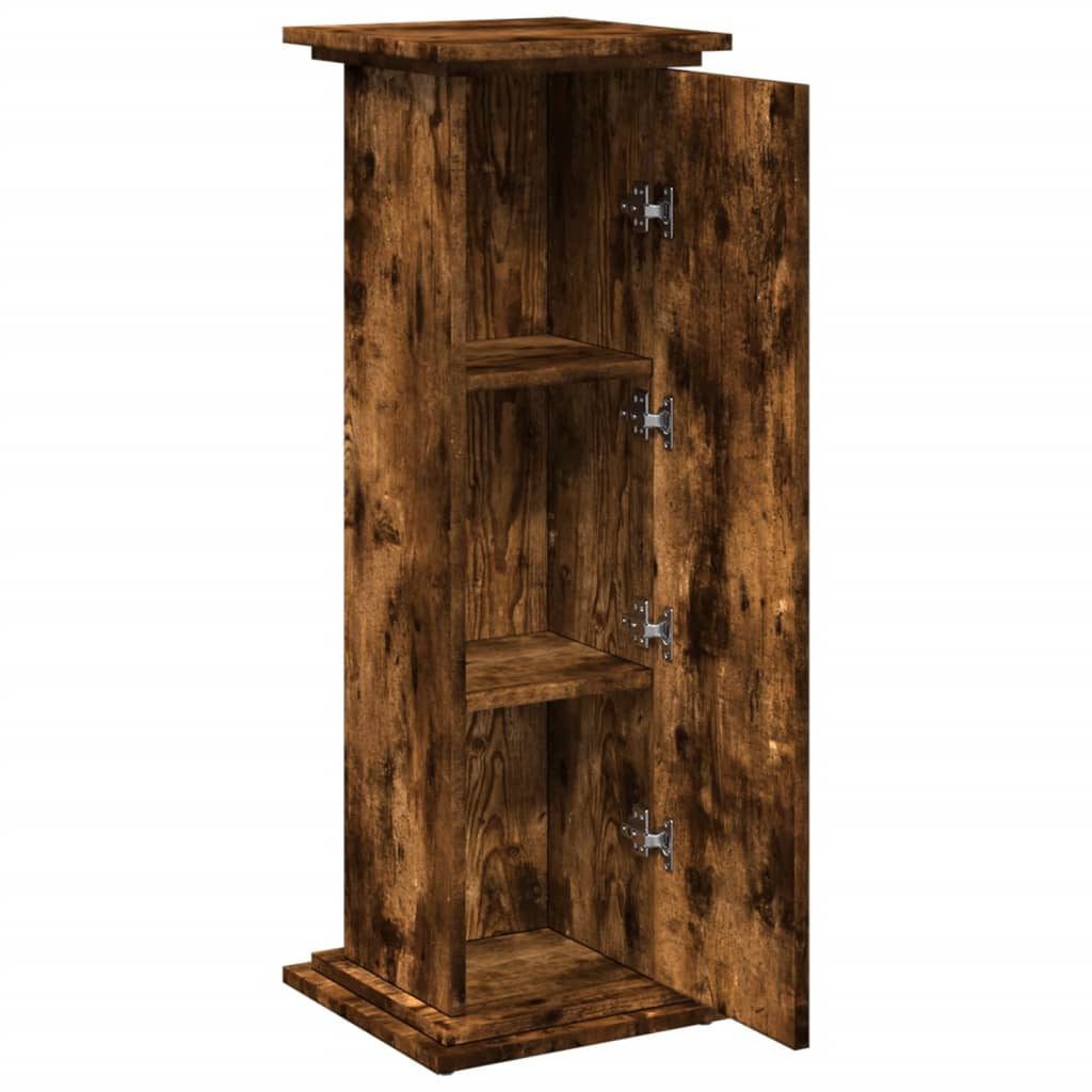 Pidestall Med Oppbevaring Røkt Eik 31X30X90 Cm Konstruert Tre