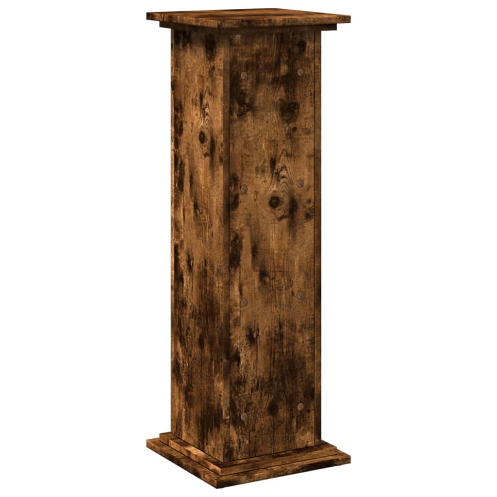 Pidestall Med Oppbevaring Røkt Eik 31X30X90 Cm Konstruert Tre