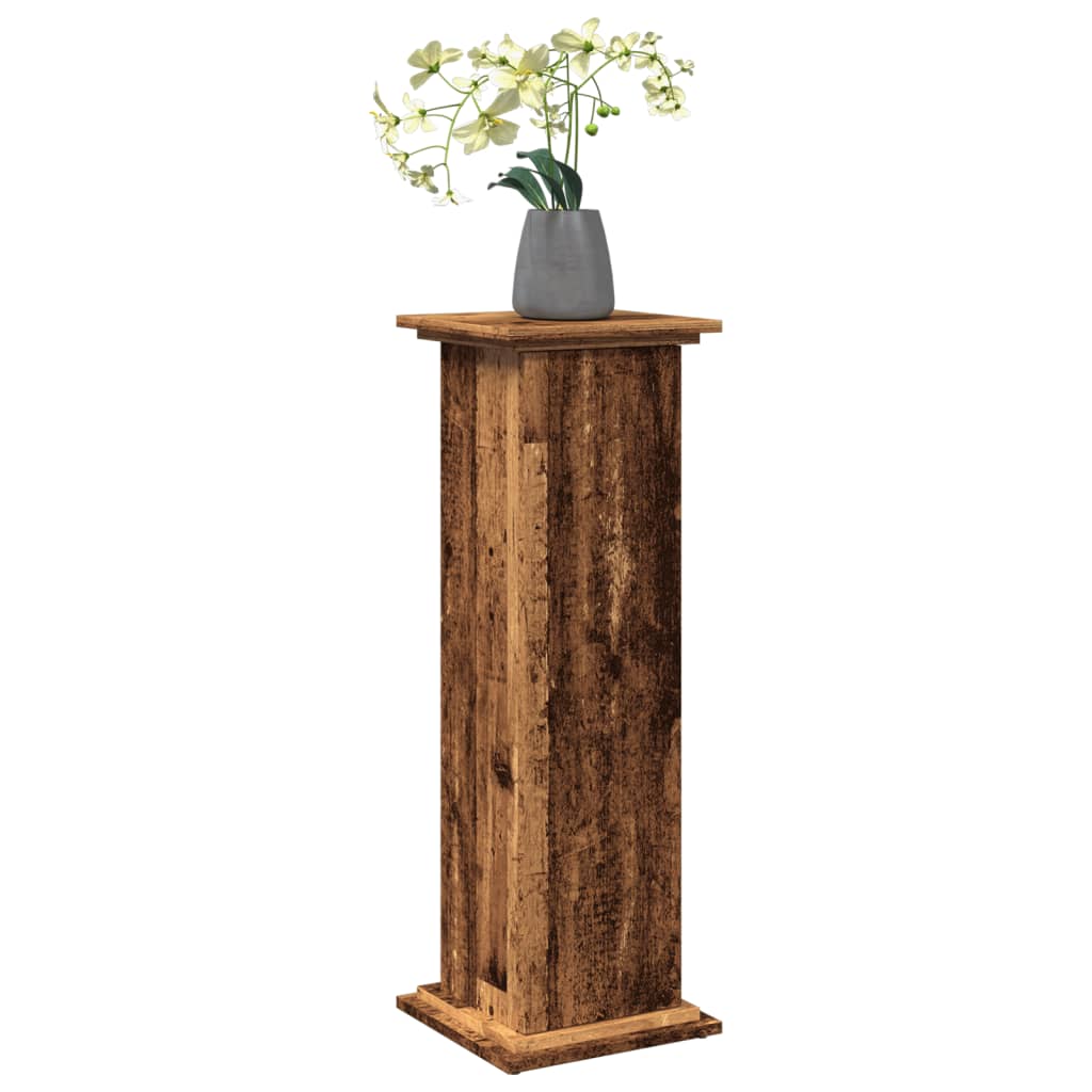Pidestall Med Oppbevaring Gammelt Tre 31X30X90Cm Konstruert Tre