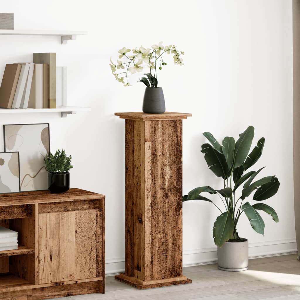 Pidestall Med Oppbevaring Gammelt Tre 31X30X90Cm Konstruert Tre