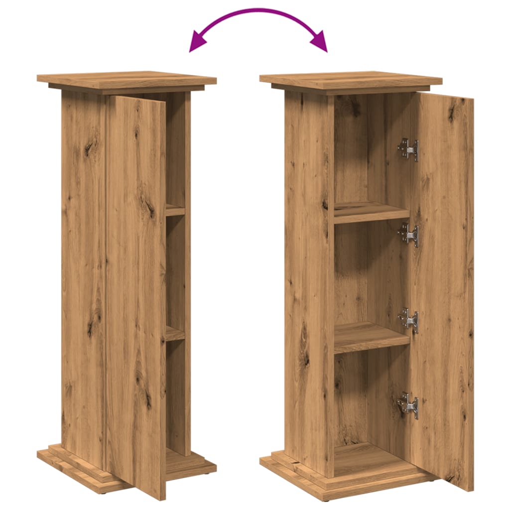 Pidestall Med Oppbevaring Artisan Eik 31X30X90Cm Konstruert Tre
