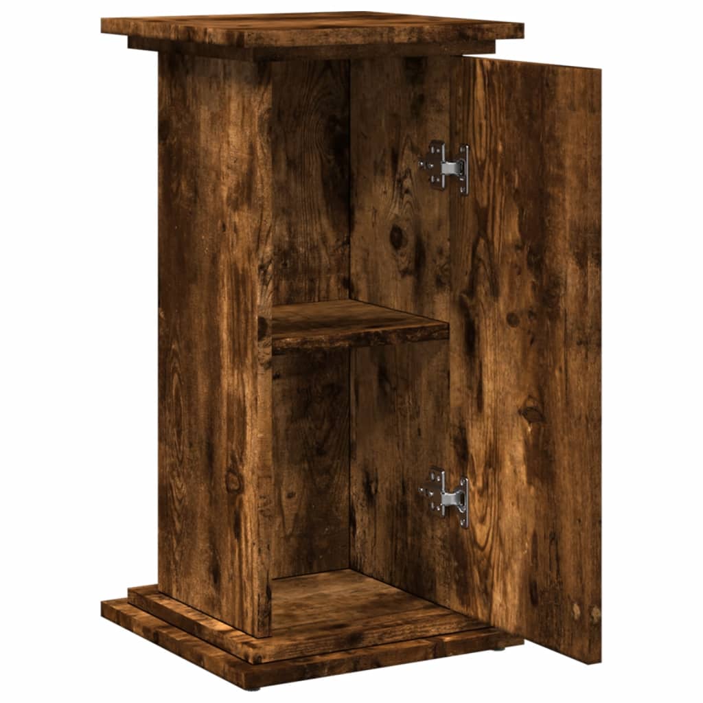 Pidestall Med Oppbevaring Røkt Eik 31X30X60 Cm Konstruert Tre