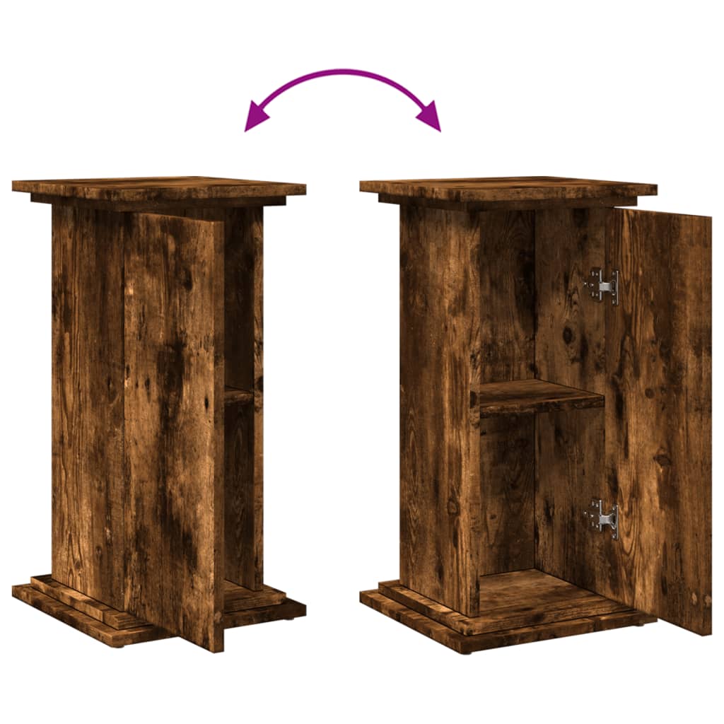 Pidestall Med Oppbevaring Røkt Eik 31X30X60 Cm Konstruert Tre