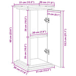 Pidestall Med Oppbevaring Røkt Eik 31X30X60 Cm Konstruert Tre