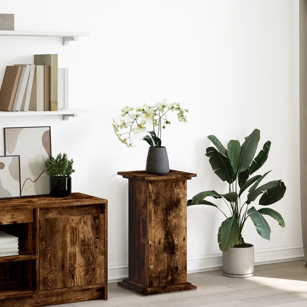 Pidestall Med Oppbevaring Røkt Eik 31X30X60 Cm Konstruert Tre
