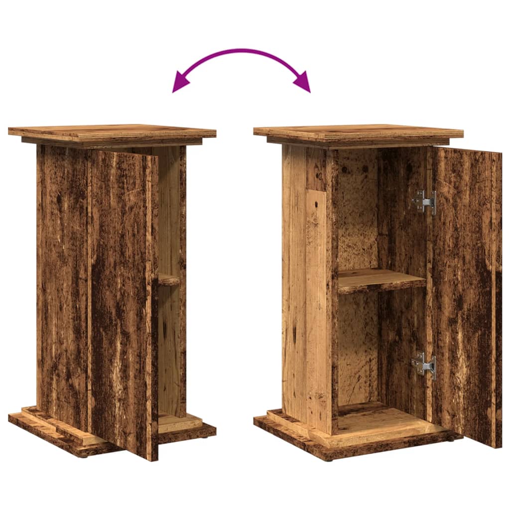 Pidestall Med Oppbevaring Gammelt Tre 31X30X60Cm Konstruert Tre