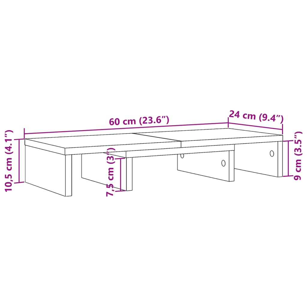 Skjermstativ Justerbar Sonoma Eik 60X24X10,5 Cm Konstruert Tre