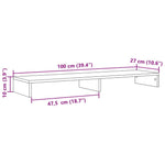 Skjermhylle Svart 100X27X10 Cm Konstruert Tre