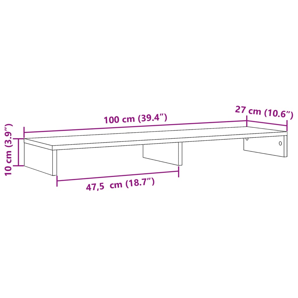 Skjermstativ Artisan Eik 100X27X10 Cm Konstruert Tre