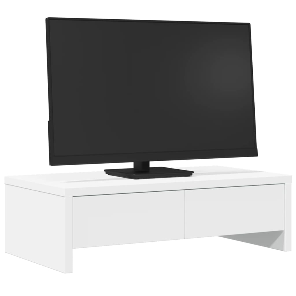 Skjermstativ Med Skuffer Hvit 50X27X15 Cm Konstruert Tre