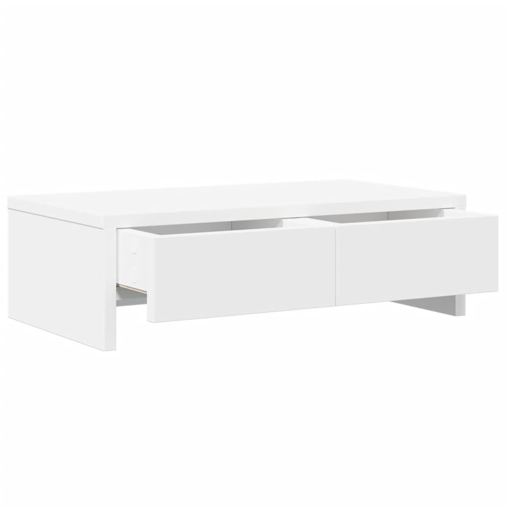 Skjermstativ Med Skuffer Hvit 50X27X15 Cm Konstruert Tre
