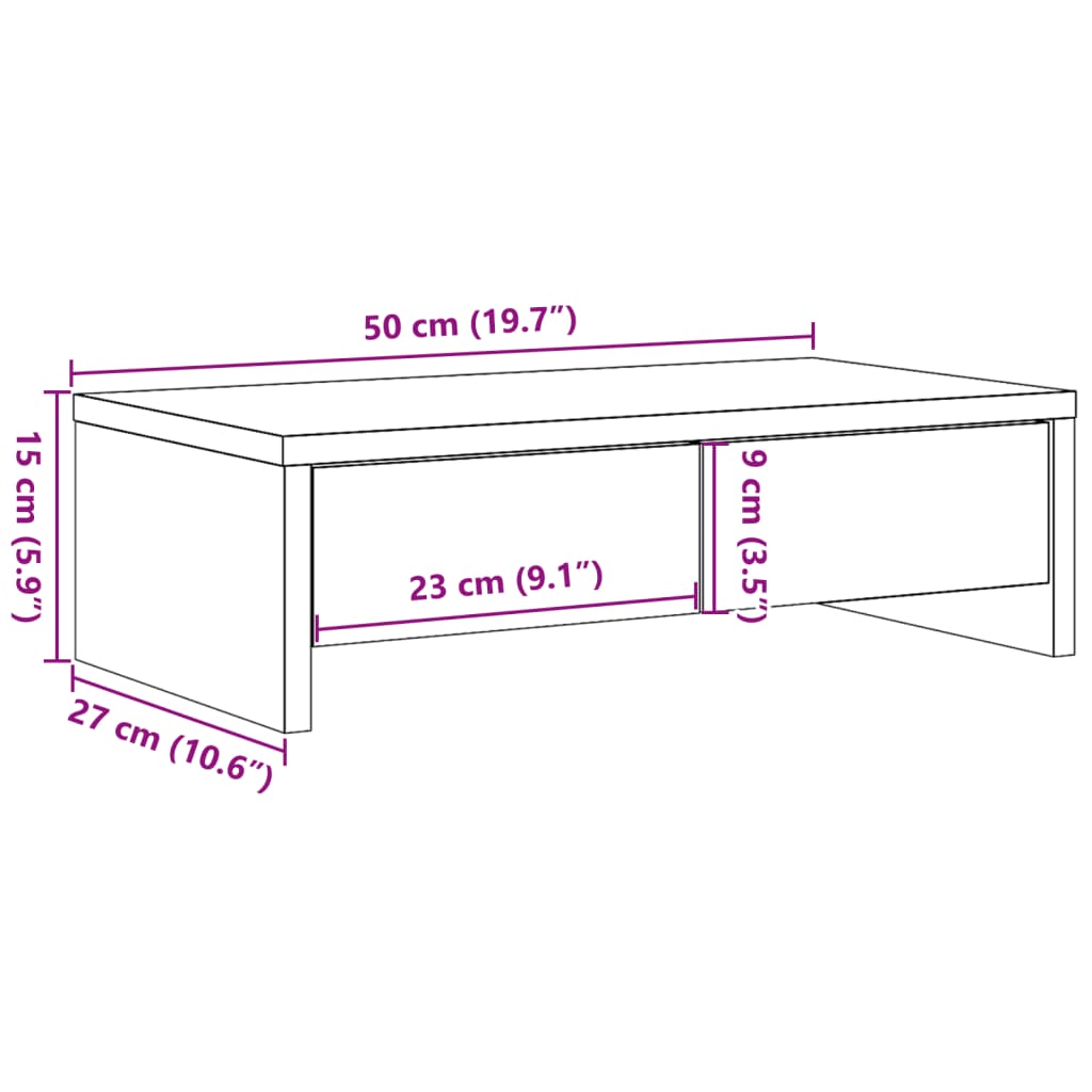Skjermstativ Med Skuffer Sonoma Eik 50X27X15 Cm Konstruert Tre