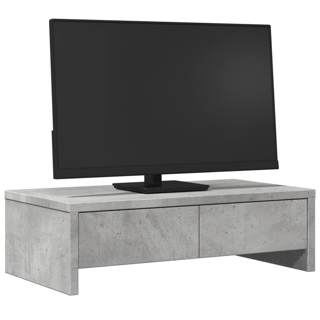 Skjermstativ Med Skuffer Betonggrå 50X27X15 Cm Konstruert Tre