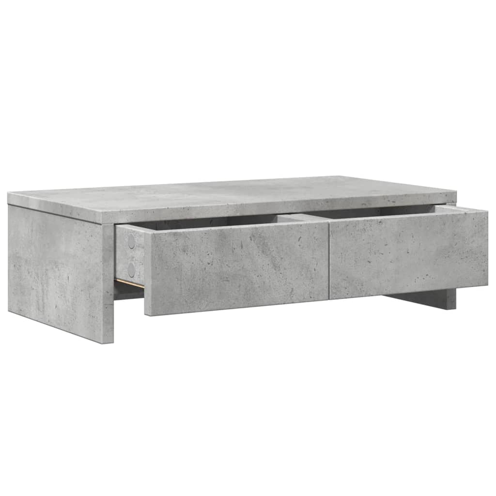 Skjermstativ Med Skuffer Betonggrå 50X27X15 Cm Konstruert Tre