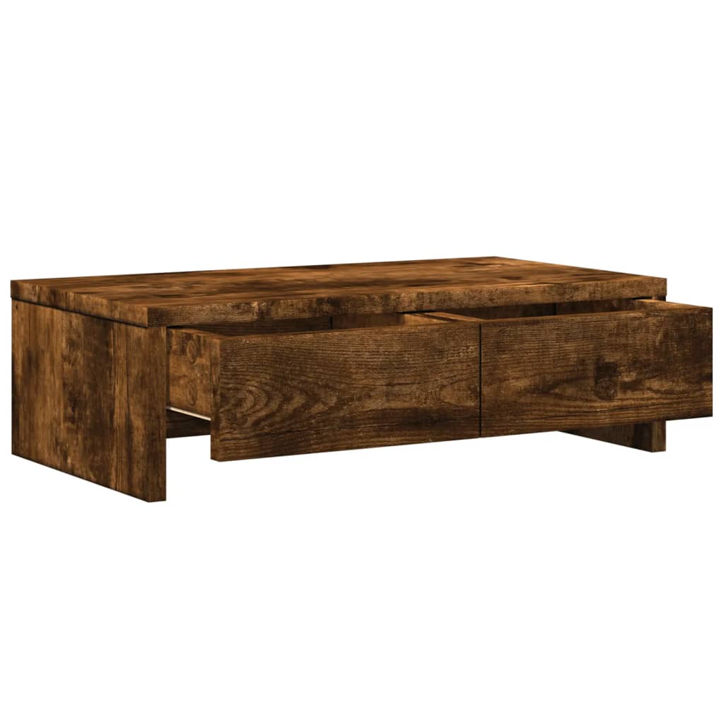 Skjermstativ Med Skuffer Røkt Eik 50X27X15 Cm Konstruert Tre