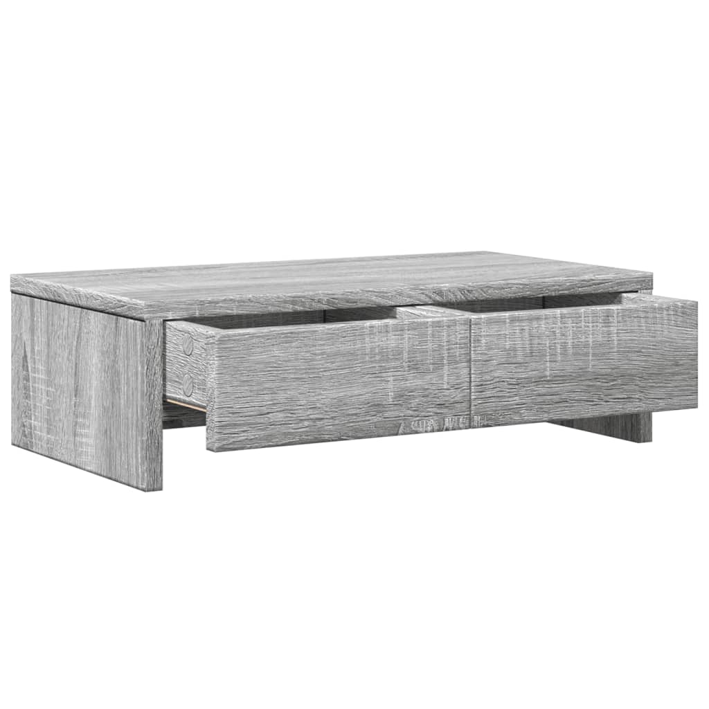 Skjermstativ Med Skuffer Grå Sonoma 50X27X15 Cm Konstruert Tre