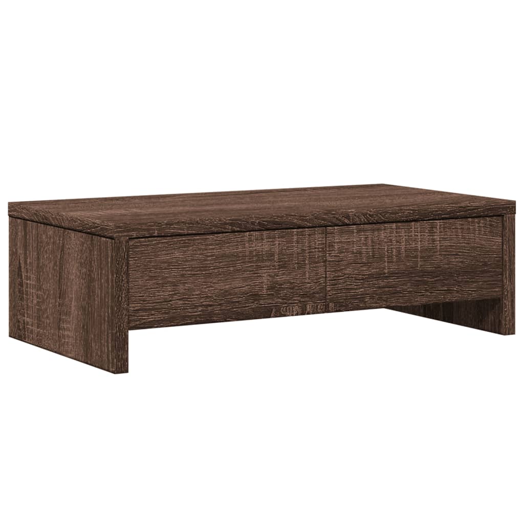 Skjermstativ Med Skuffer Brun Eik 50X27X15 Cm Konstruert Tre
