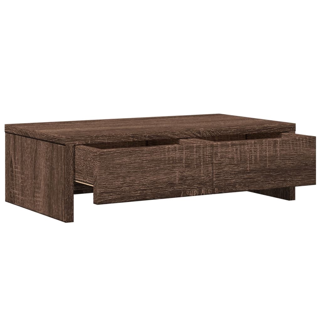 Skjermstativ Med Skuffer Brun Eik 50X27X15 Cm Konstruert Tre