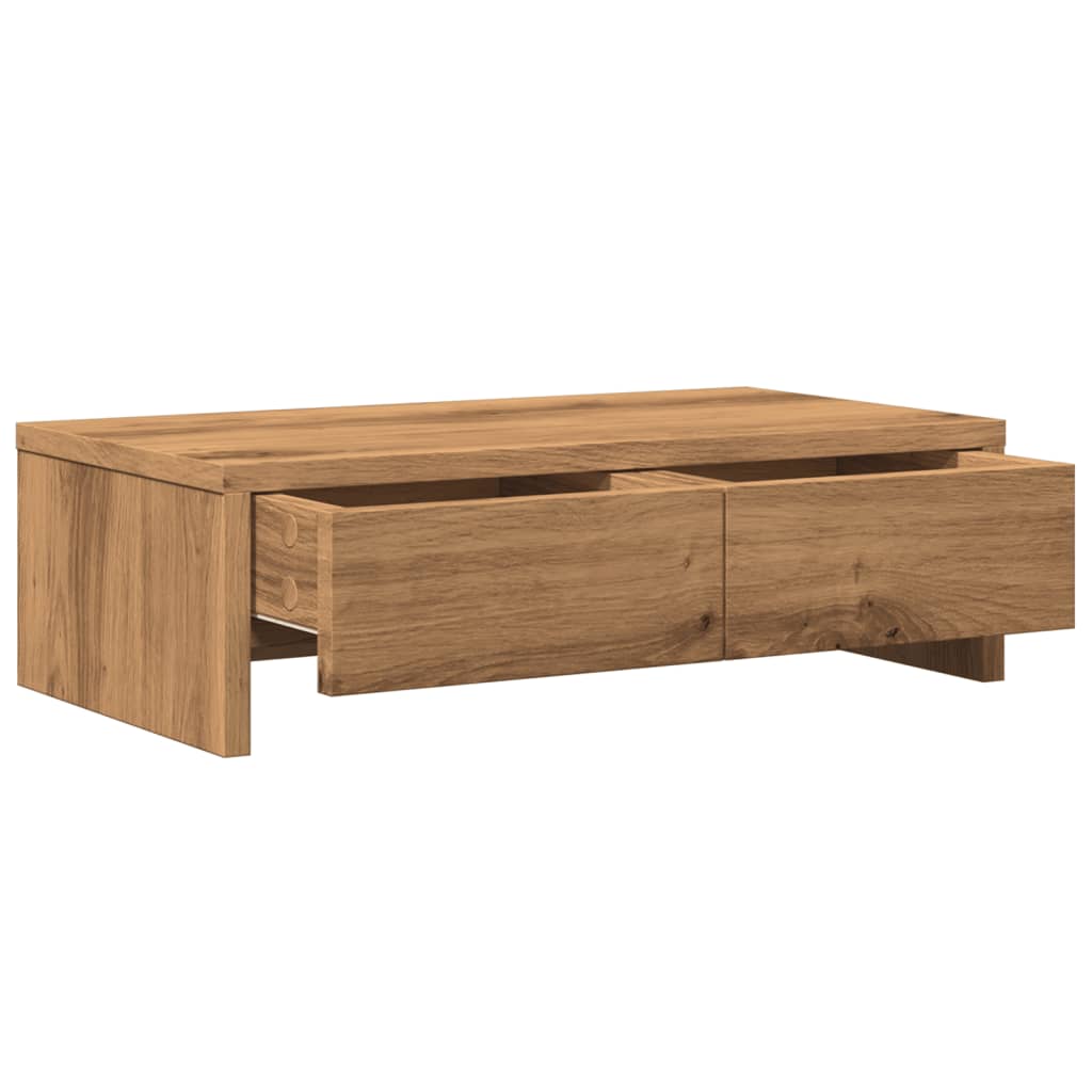 Skjermstativ Med Skuffer Artisan Eik 50X27X15 Cm Konstruert Tre
