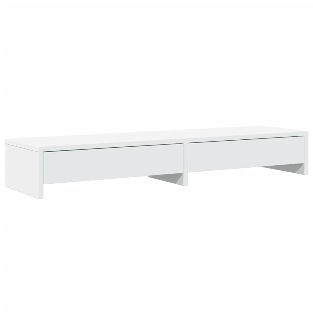Skjermstativ Med Skuffer Hvit 100X27X15 Cm Konstruert Tre