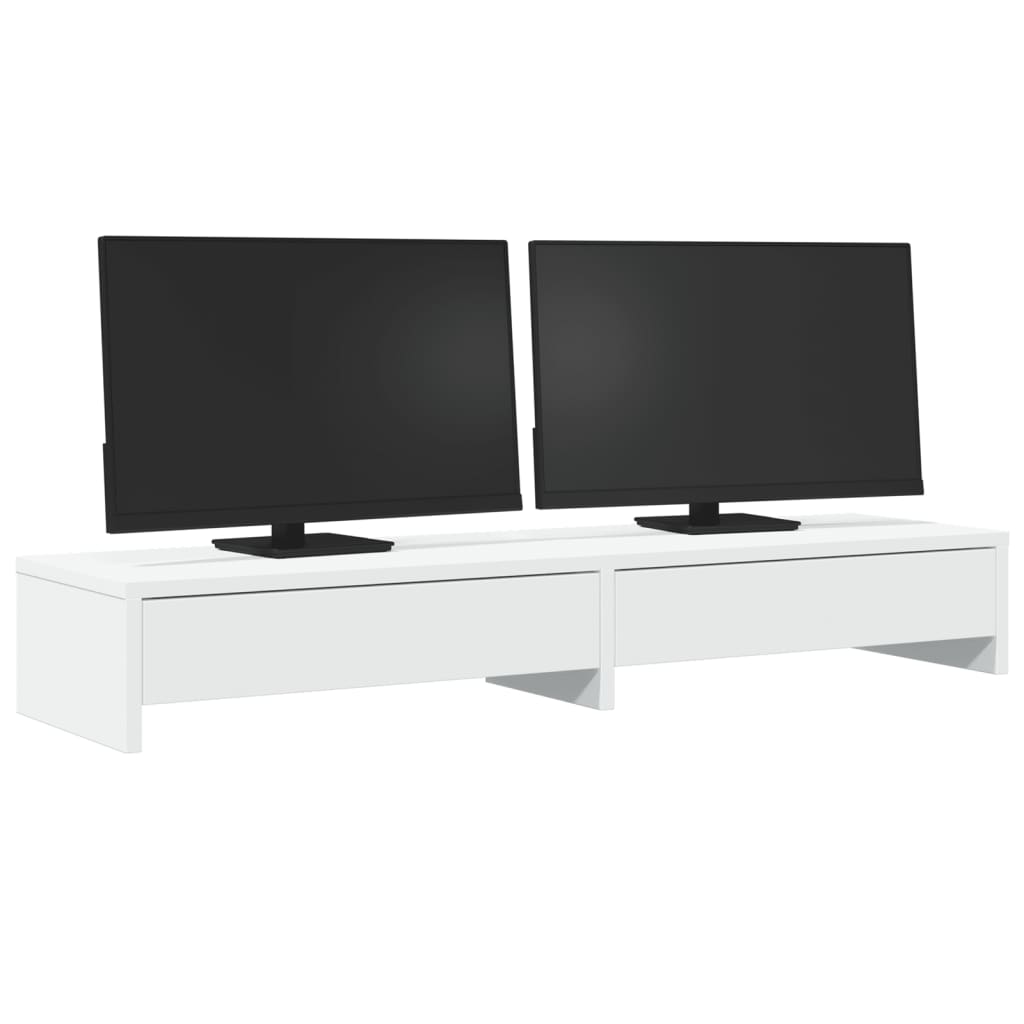 Skjermstativ Med Skuffer Hvit 100X27X15 Cm Konstruert Tre