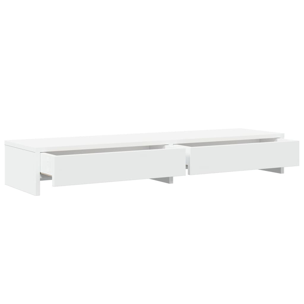 Skjermstativ Med Skuffer Hvit 100X27X15 Cm Konstruert Tre