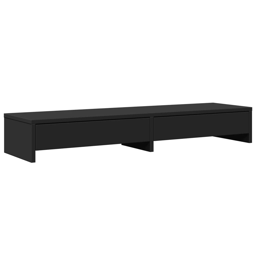 Skjermstativ Med Skuffer Svart 100X27X15 Cm Konstruert Tre