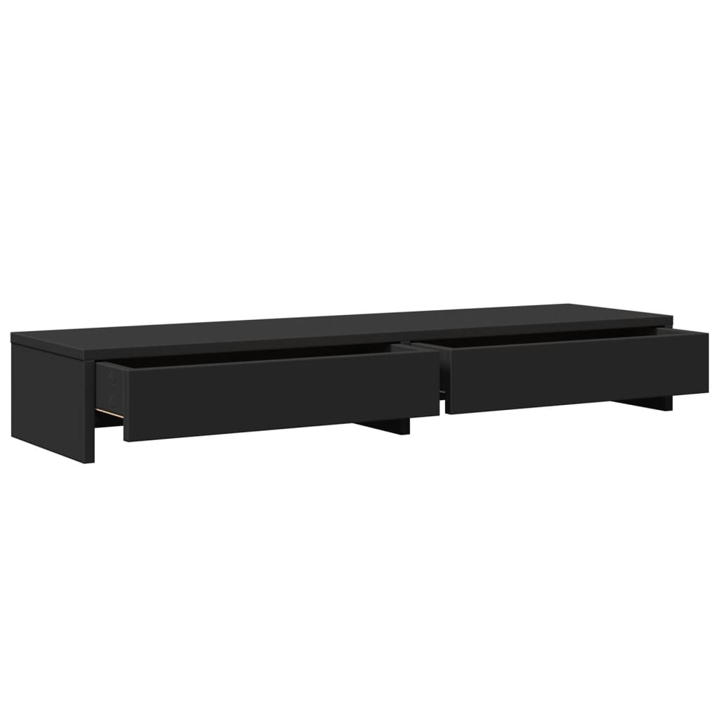 Skjermstativ Med Skuffer Svart 100X27X15 Cm Konstruert Tre