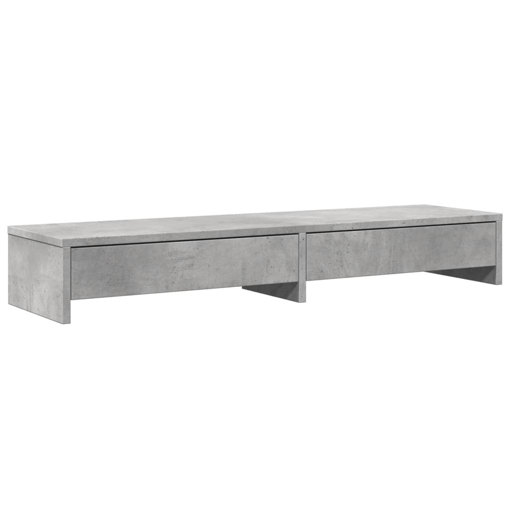 Skjermstativ Med Skuffer Betonggrå 100X27X15 Cm Konstruert Tre