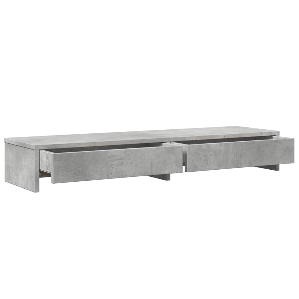 Skjermstativ Med Skuffer Betonggrå 100X27X15 Cm Konstruert Tre