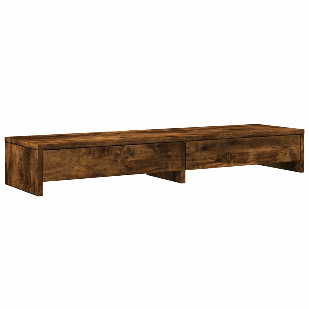 Skjermstativ Med Skuffer Røkt Eik 100X27X15 Cm Konstruert Tre