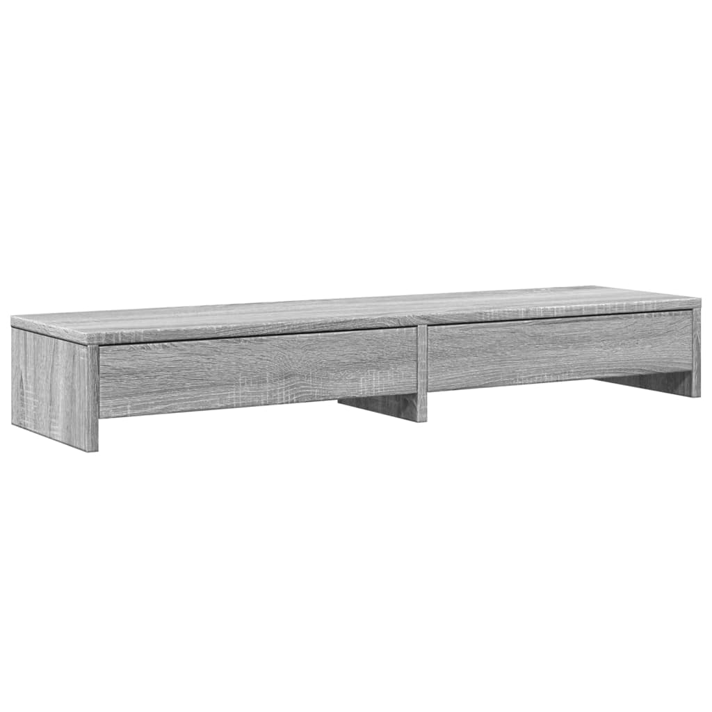 Skjermstativ Med Skuffer Grå Sonoma 100X27X15 Cm Konstruert Tre