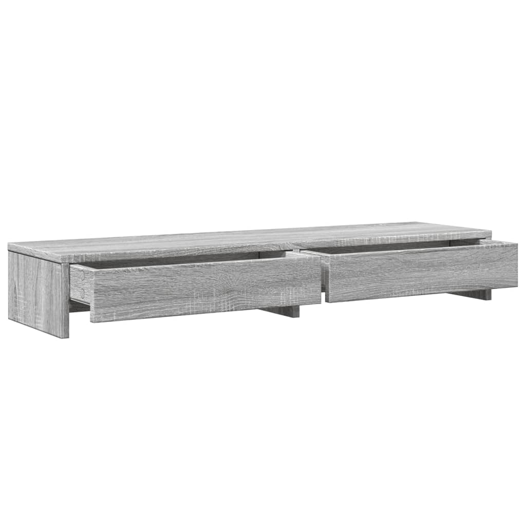 Skjermstativ Med Skuffer Grå Sonoma 100X27X15 Cm Konstruert Tre
