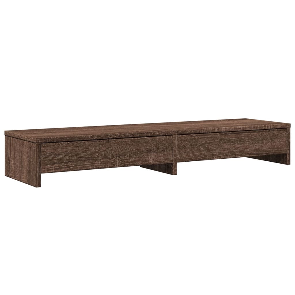 Skjermstativ Med Skuffer Brun Eik 100X27X15 Cm Konstruert Tre