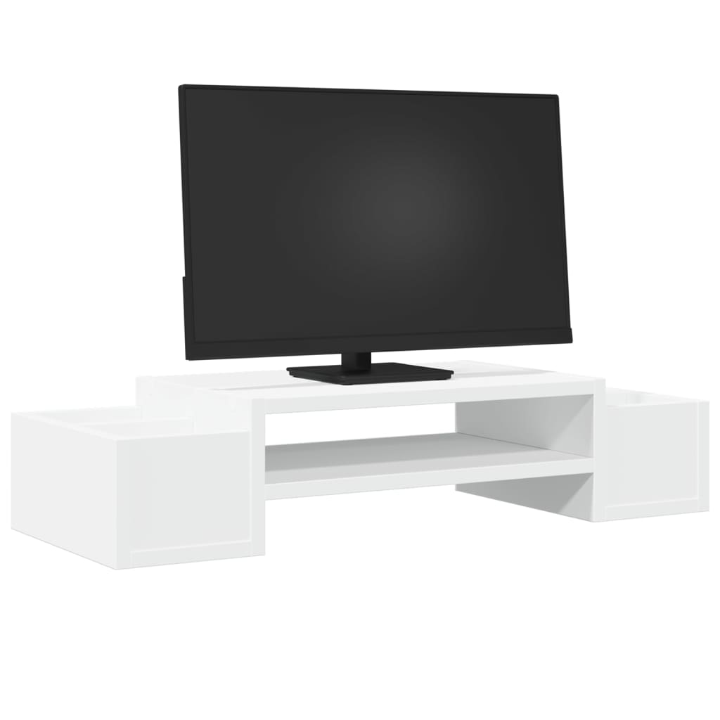 Skjermhylle Med Oppbevaring Hvit 70X27X15 Cm Konstruert Tre