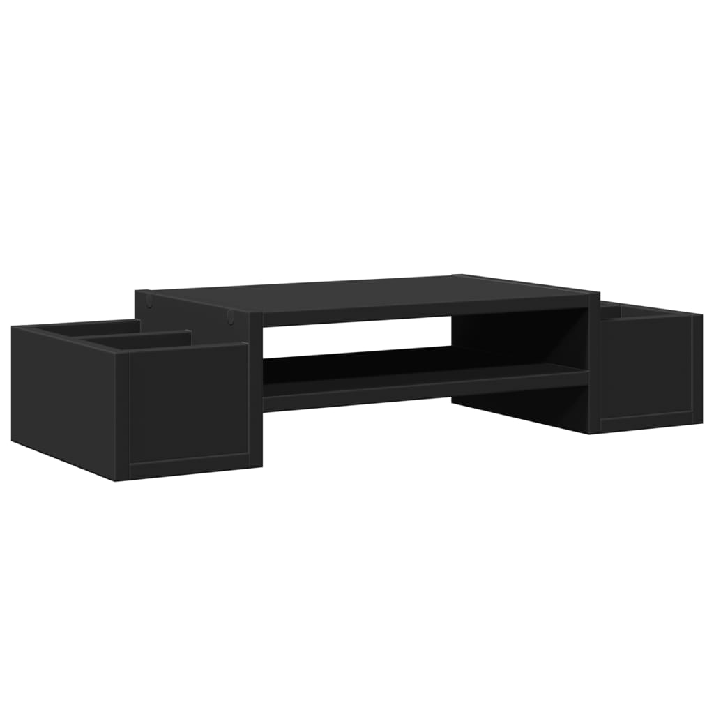 Skjermhylle Med Oppbevaring Svart 70X27X15 Cm Konstruert Tre
