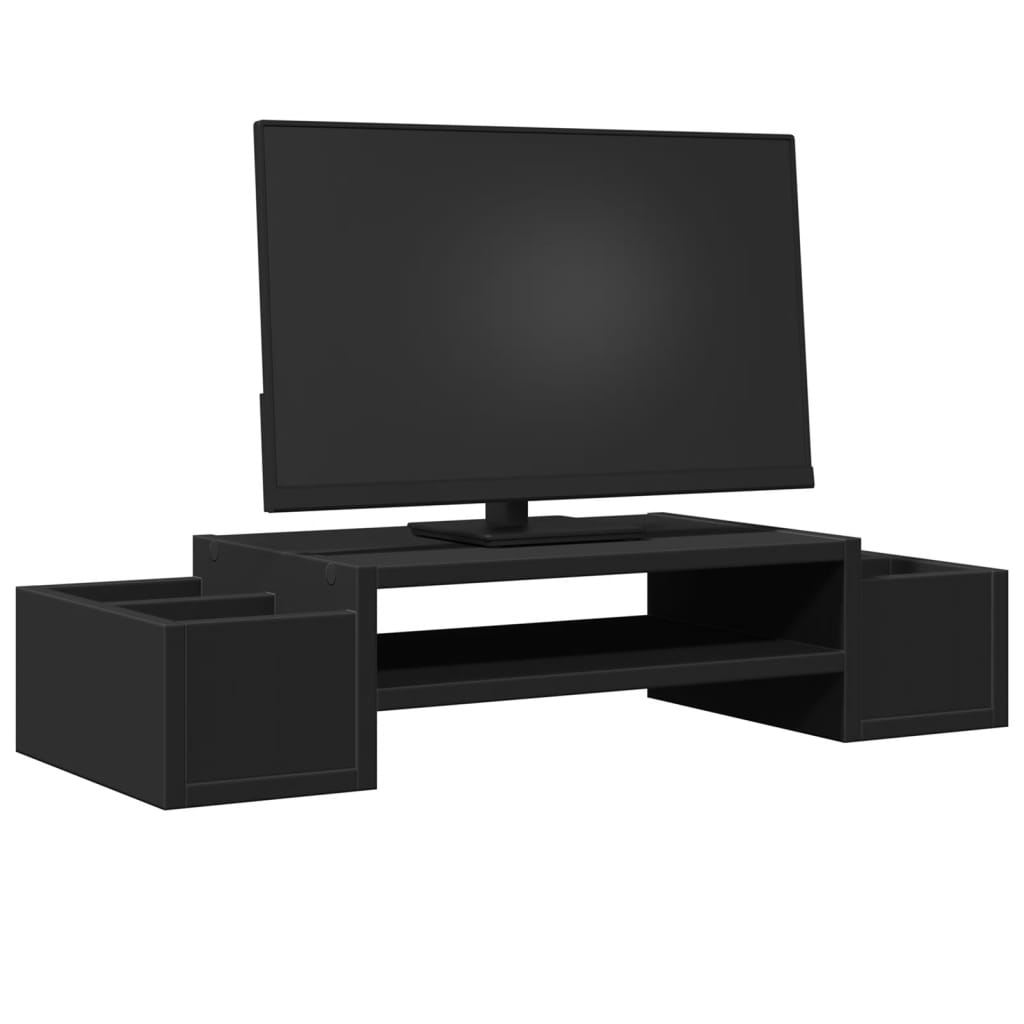 Skjermhylle Med Oppbevaring Svart 70X27X15 Cm Konstruert Tre