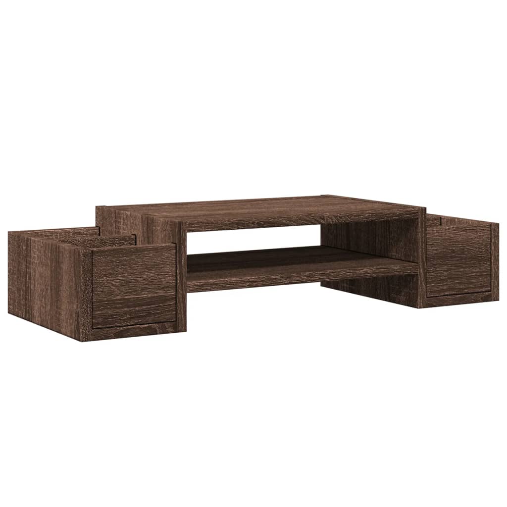 Skjermhylle Med Oppbevaring Brun Eik 70X27X15 Cm Konstruert Tre