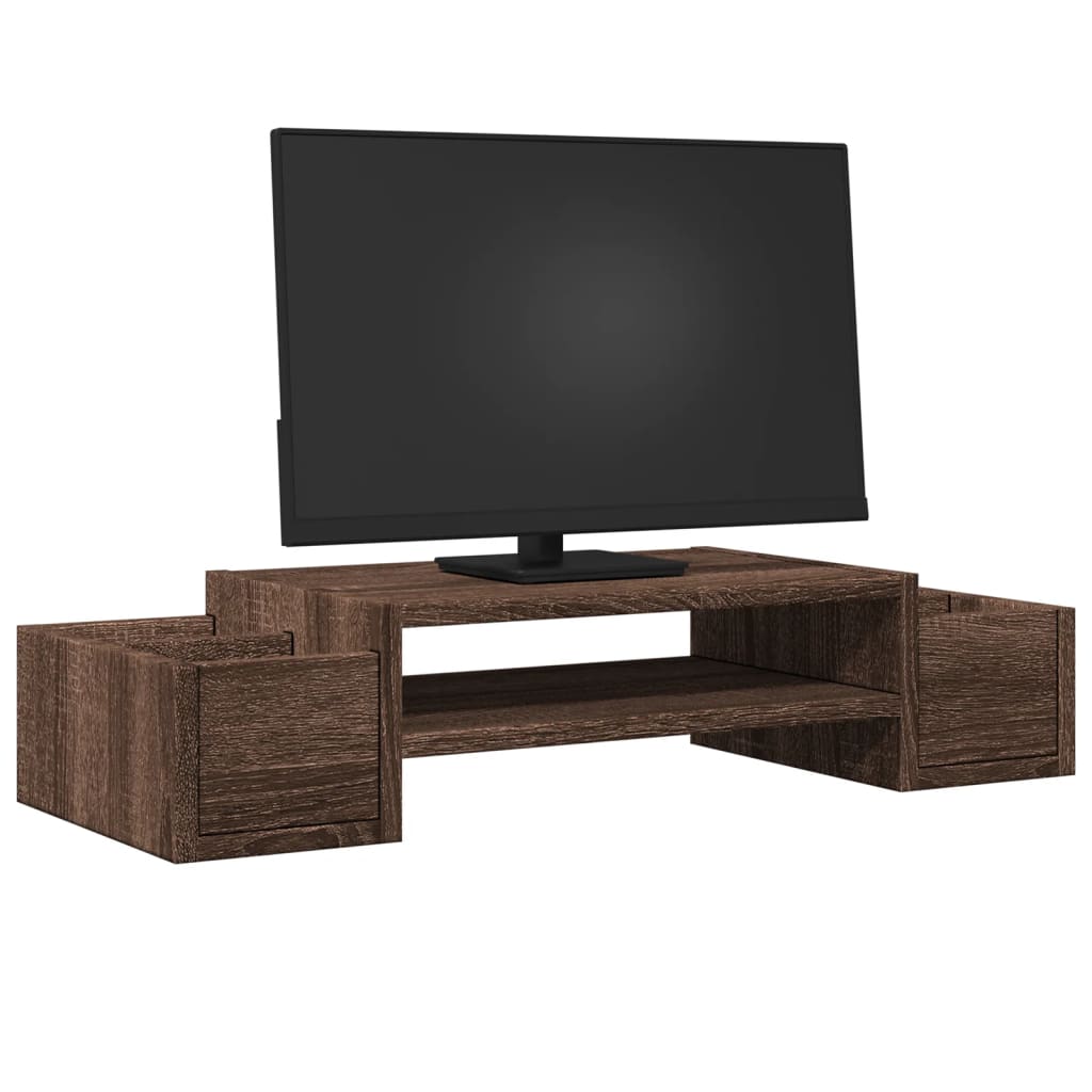 Skjermhylle Med Oppbevaring Brun Eik 70X27X15 Cm Konstruert Tre