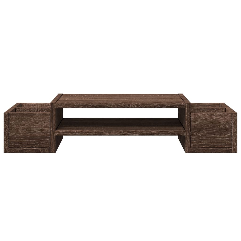 Skjermhylle Med Oppbevaring Brun Eik 70X27X15 Cm Konstruert Tre
