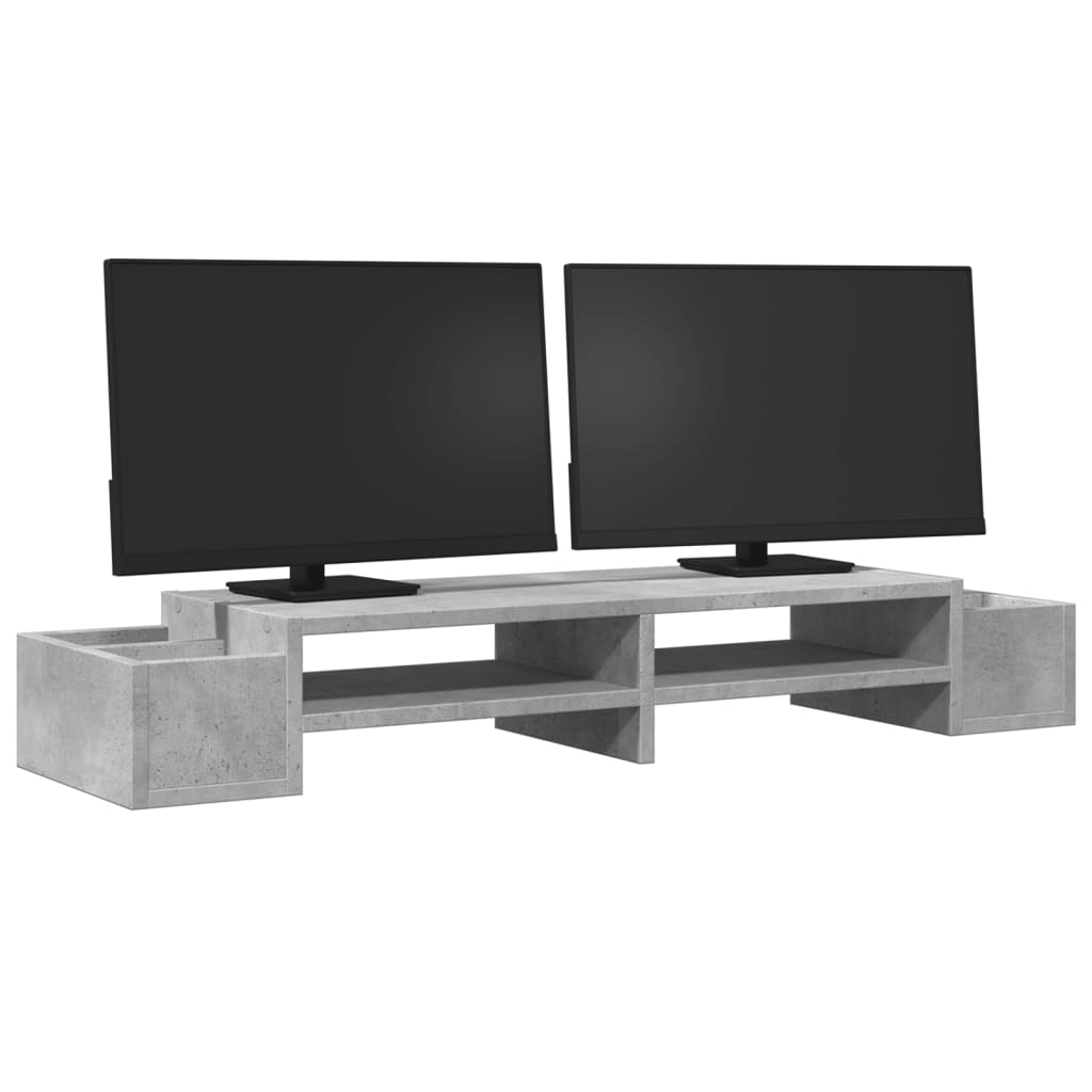 Skjermhylle Oppbevaring Betonggrå 100X27X15 Cm Konstruert Tre