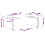 Skjermhylle Betonggrå 50X27X15 Cm Konstruert Tre