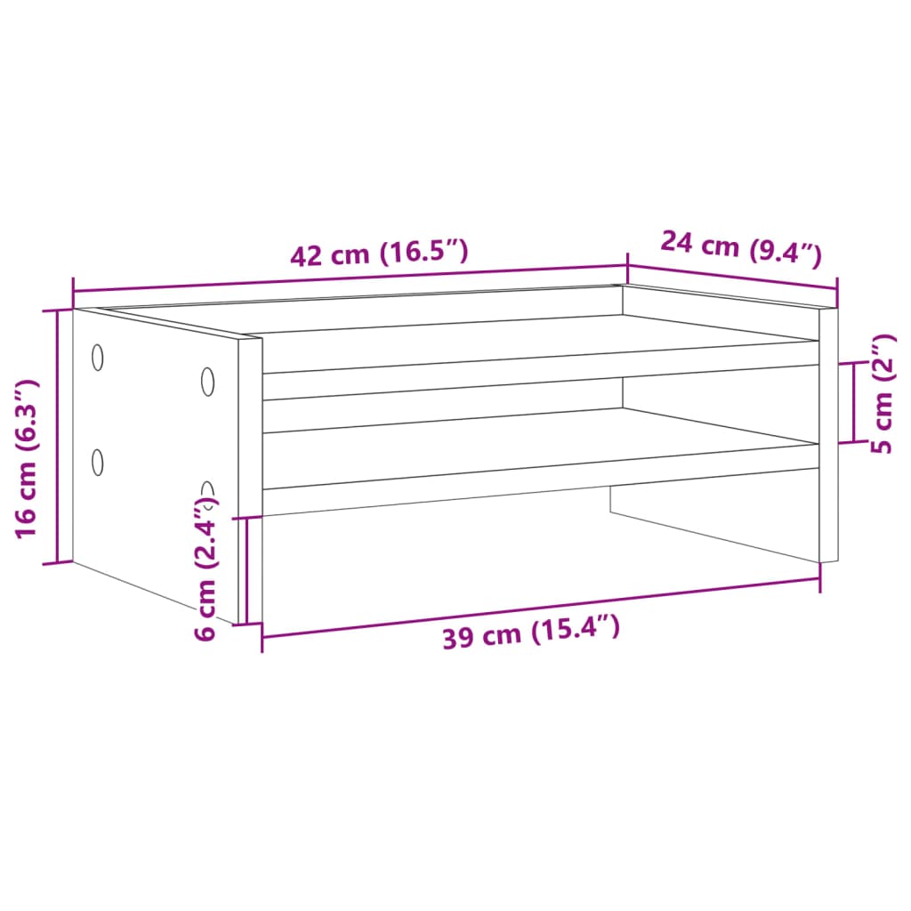 Skjermstativ Hvit 42X24X16 Cm Konstruert Tre
