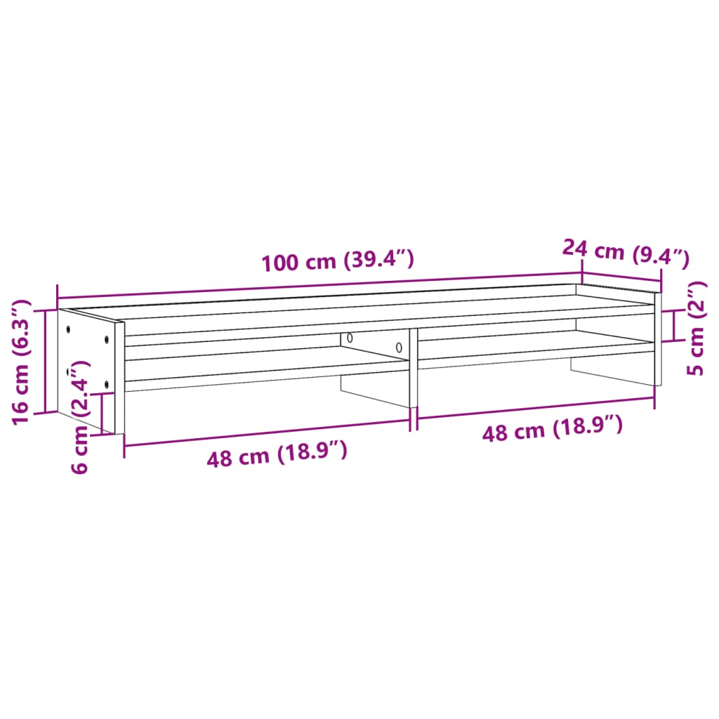 Skjermstativ Betonggrå 100X24X16 Cm Konstruert Tre